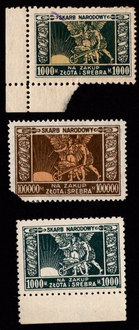 SKARB NARODOWY - zestaw znaczków na zakup złota i srebra - 2 x 1000 ...