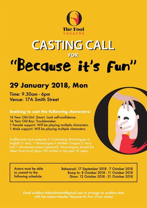 Join today & start booking auditions! Theater Casting Call in Singapore for Stage Play ...