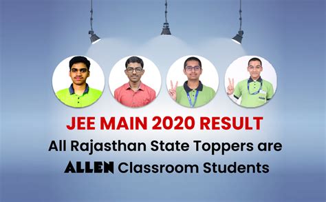 4th week of sep 2020. NTA Declares JEE Main Result 2020. All Four Rajasthan ...