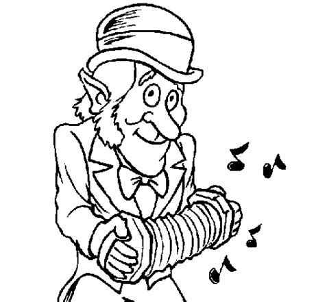 Accordion coloring page to color, print or download. Leprechaun with accordion coloring page - Coloringcrew.com
