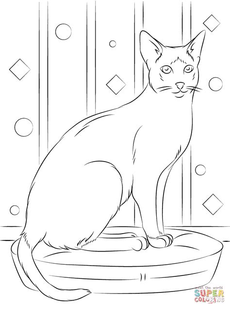 A large collection containing more than 100 black and white images for a boy or girl. Sitting Siamese Cat coloring page | SuperColoring.com