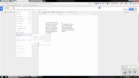 You need to have a google account to use it. Columns in Google Docs - YouTube