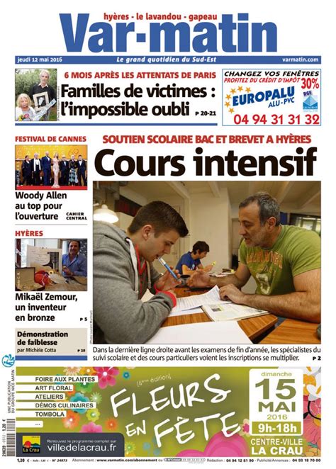 Actualité, sports, économie, politique, culture. Article Var Matin à la Une : Cours intensifs en approche