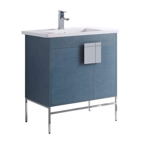 Keep your bathroom tidy with modern bathroom accessories. Modern Blue Bathroom Vanity Set, Chrome Hardware, Vireous ...