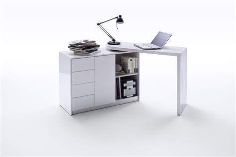 Das optische design ist schlicht aber dennoch modern. MIKA Schrank mit drehbarem Schreibtisch weiß