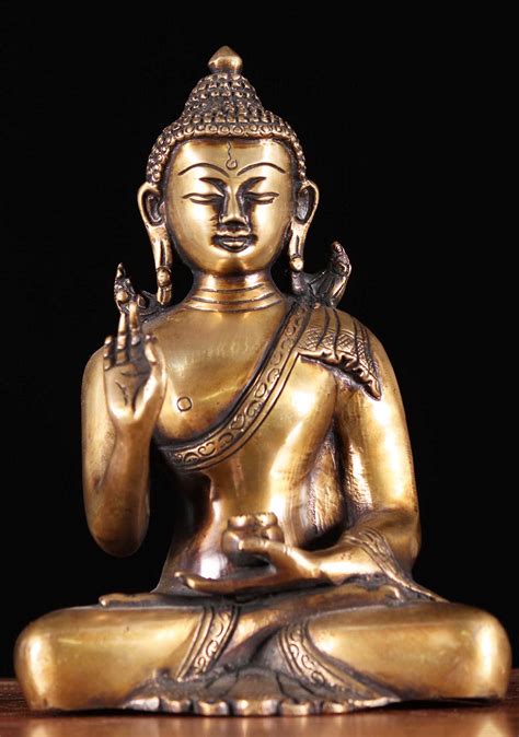 Brass Teaching Buddha Statue With Alms Bowl 8
