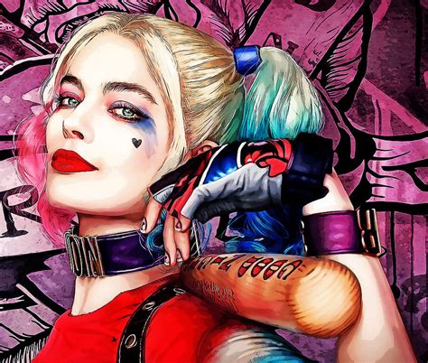 Margot robbie's vivacious harley quinn is tied up and being threatened by mob boss roman sionis, a.k.a. Margot Robbie Harley Quinn Mixed Media by Love Art
