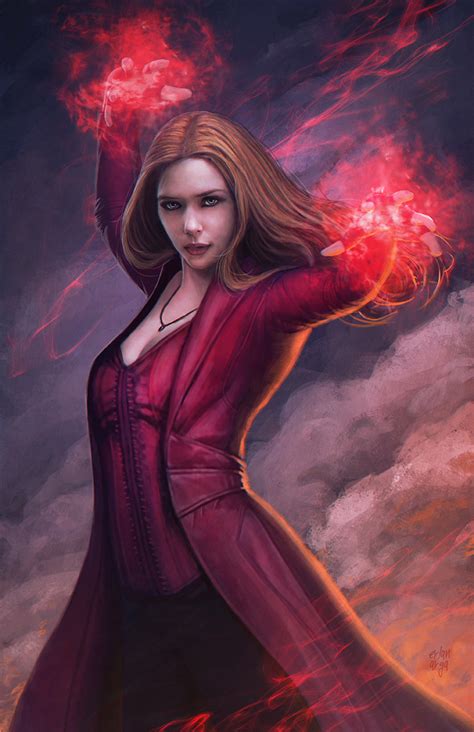 The scarlet witch possesses the mutant power of affecting probability fields. ArtStation - Scarlet Witch, Erlan Arya