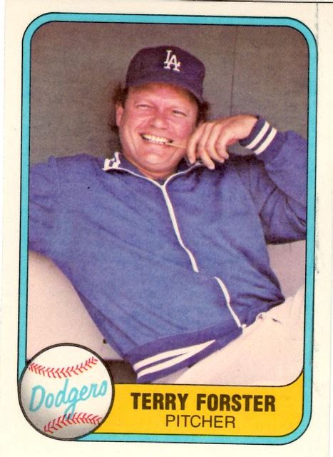 While fleer fought in court to be able to sell baseball cards, topps had exclusive rights to package their cards with bubble gum. 1981 Fleer Baseball Card | Terry Forster - Pitcher Los Angel… | Flickr - Photo Sharing!