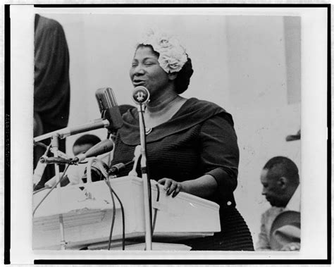 Possessing a contralto voice, she was referred to as the queen of gospel. Mahalia Jackson at the 1963 March on Washington singing "I ...