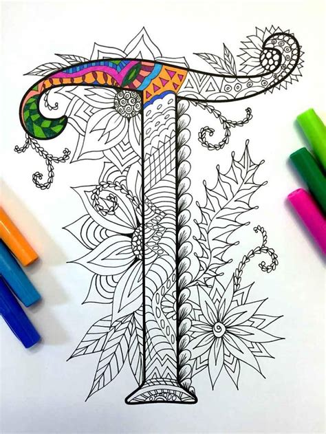 Maybe you would like to learn more about one of these? Letter T Zentangle - Inspired by the font "Harrington" | Coloring pages, Zentangle patterns ...