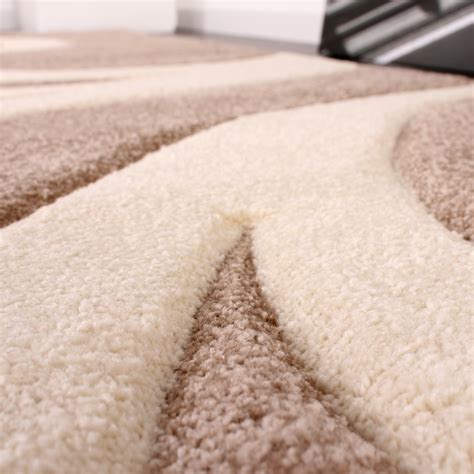 Amazon de homebyhome bettumrandung teppich shaggy schlafzimmer. Bettumrandung Läufer Teppich Modern Ranken Muster Beige ...