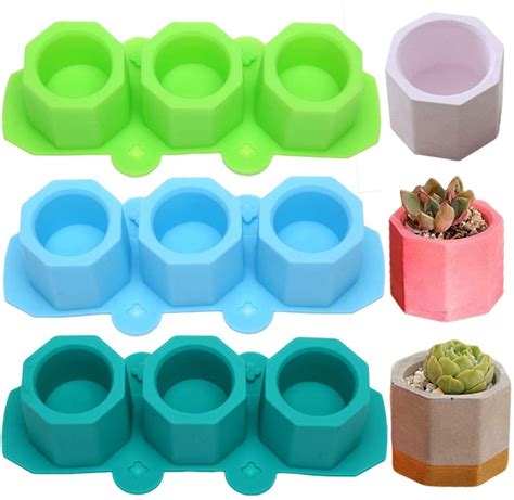 My daughter and i decided to diy a cemented vase using cloth as seen on youtube. 3 Pack Mini Octagon Flower Pot Silicone Molds - Succulent ...