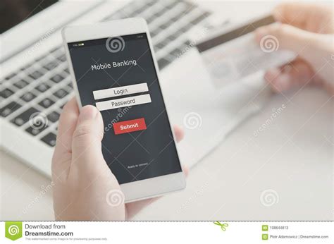 Login To Mobile Banking Account On Smart Phone Stock Image ...