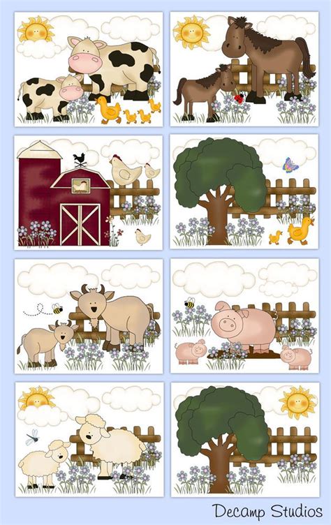 Farm animal wall art prints. Farm Nursery Prints Animals Wall Art Baby Girl Boy Kids ...