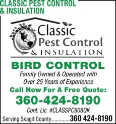 After scanning the internet reading reviews went with jg pest control.could. Classic Pest Control & Insulation - Mount Vernon, WA ...