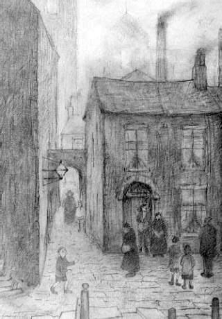 Ls lowry clutters his canvases with factory settings and frenzied figures, capturing the energy of industrial england. Image result for L S Lowry drawings | Art, British art, Industrial art