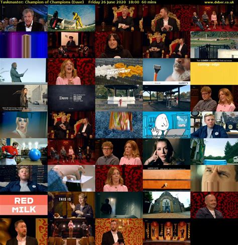 Episode 6 (wednesday, october 9th) will see katy replaced by the one and only katherine ryan, who has taken on the challenge multiple times. Taskmaster: Champion of Champions (Dave) - 2020-06-26-1800