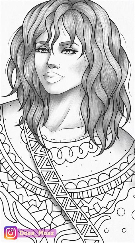 See more ideas about coloring pages, adult coloring pages, coloring books. Printable coloring page girl portrait and clothes ...