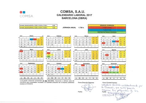 Calendario laboral de barcelona del 2021 (con todos los festivos). Comité de Empresa COMSA Barcelona: CALENDARIOS LABORALES