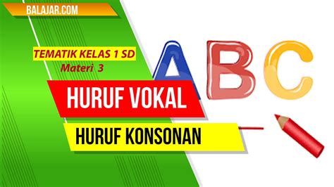 Contoh pemakaian huruf vokal dalam kata: Materi 3 Pengenalan Huruf Vokal dan Konsonan Kelas 1 SD ...