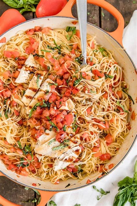 Tender chicken cutlets, topped with a cheesy crumb coating, and baked with asparagus. BRUSCHETTA CHICKEN PASTA - Descha Cooking | Bruschetta ...