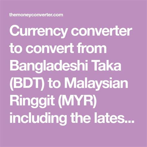 Today bangladesh taka rate to malaysian ringgit (1 bdt to myr) is 0.0477 pkr, all easily find the 1 bdt buying rate and selling rate in malaysia. Currency converter to convert from Bangladeshi Taka (BDT ...