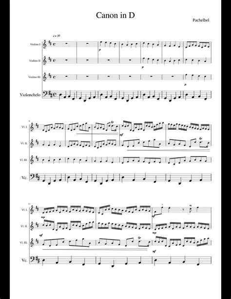 Download and print in pdf or midi free sheet music for canon and gigue in d major, p.37 by johann pachelbel arranged by lemontart for piano (solo). Canon in D original Pachelbel sheet music for Violin ...