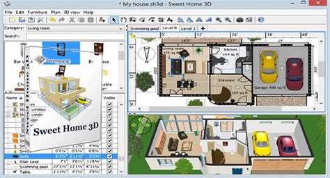 Draw the rooms of each level of insert doors and windows in walls by dragging them in the plan, and let sweet home 3d compute their holes in walls. Sweet Home 3D 6.5.0 | TrucNet