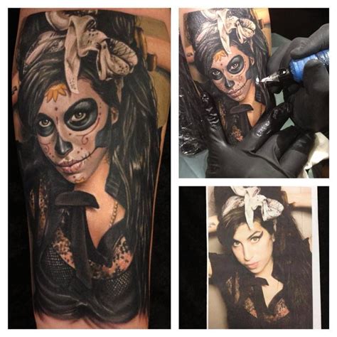 Her second album was released in 2006 named back to black. Amy Winehouse Tatuaje | Sugar skull tattoos, Tattoos ...