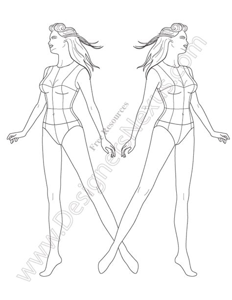 The poses from the model were a little stiff, but the anatomical details were super fun. V65 ¾ View Female Fashion Figure Template - Designers Nexus