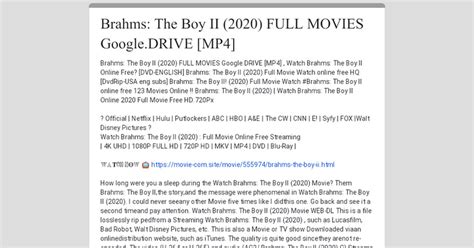 As a math savant uncooks the books for a new client. Brahms: The Boy II (2020) FULL MOVIES Google.DRIVE MP4