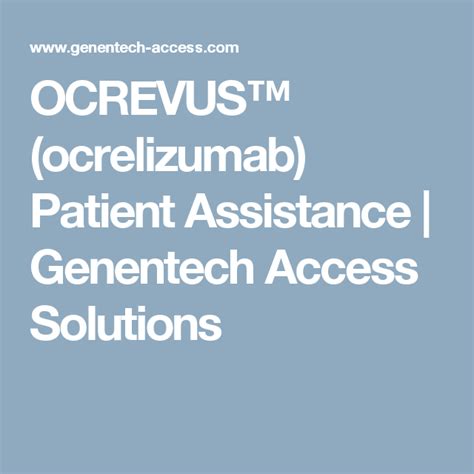 Genentech health insurance, reported anonymously by genentech employees. OCREVUS™ (ocrelizumab) Patient Assistance | Genentech Access Solutions | Assistant, Patient ...