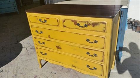 Distressed furniture is often perceived as having a shabby chic style and you can expect to see it in rustic, vintage, industrial but also nordic or contemporary interior decors. Yellow distressed dresser♡ | Distressed dresser, Furniture ...