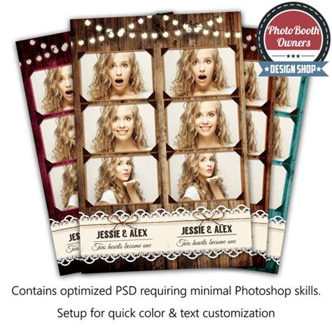 Create a working photo booth for roughly $200. Rustic Lace 3-up Strips Photo Booth Template