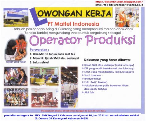 Area bekasi kawasan industri mm2100. INFORMASI LOWONGAN KERJA CEMARA 37: Loker Juni pengumuman ke Mattel dan pengumuman epson cikarang