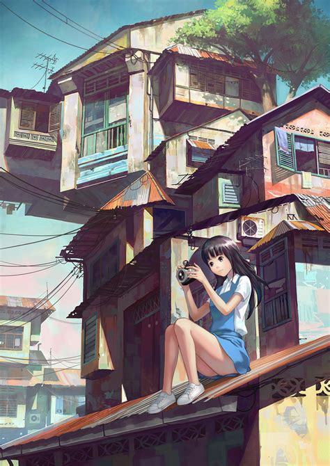 Cityscape drawing city drawing drawing hair drawing faces drawing tips architecture drawing art keywords: Girl with camera on rooftop by FeiGiap on DeviantArt