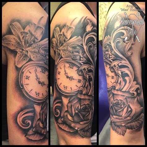 They've come prepared with images and a solid idea that they can straight up explain. Time piece and flowers :D #tattoo #tattoos #timetattoo # ...