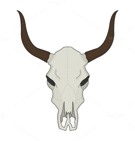 The longer, outer line should double back upon itself. Cow skull. Vector | Deer skull drawing, Cow skull, Skull ...