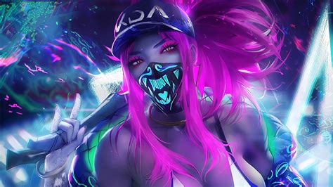 Audio visualizer, simplistic audio visualizer or. K/DA Akali Mask Neon LoL League of Legends 4K #27016