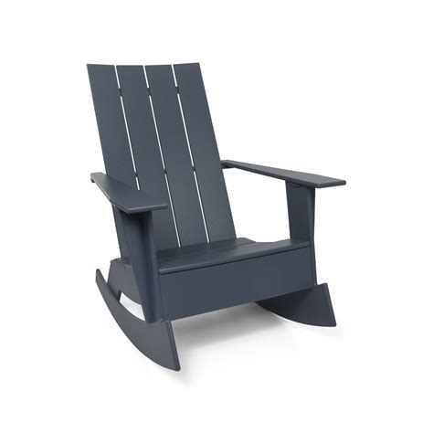 These durable outdoor rocking chairs are the perfect addition to any sunny space, allowing you to sit in style and comfort thanks to their wide seats and curved backs. Modern Rocking Resin Adirondack Chair | Loll Designs ...
