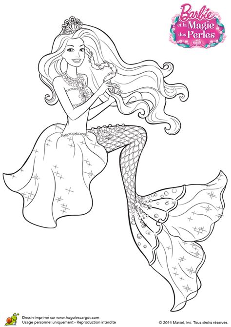 Tu adores le coloriage de poisson d'aquarium, en somme tu veux faire un coloriage poisson rouge. Coloriage barbie magie des perles sur Hugolescargot.com