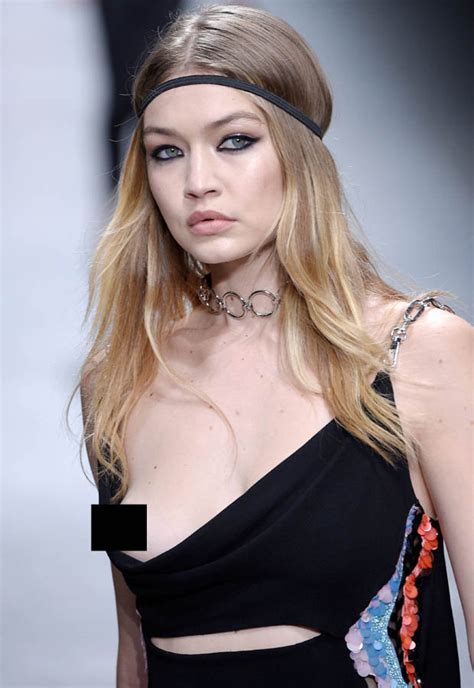 Photogallery of gigi hadid updates weekly. Gigi Hadid flashed her nipple during the Versace show at ...