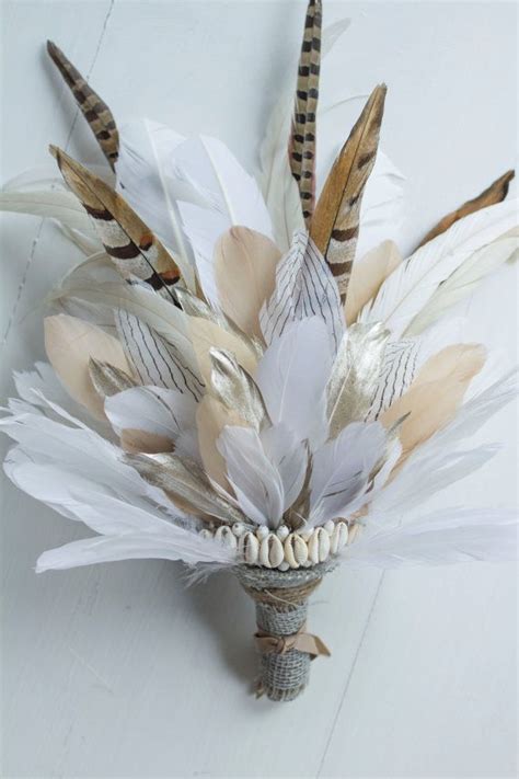 30 incredible bridesmaid wedding bouquets | wedding forward. Made to order feather bouquet with shells. Have a unique ...