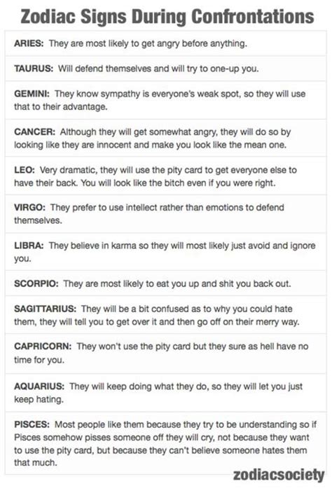 In the event that you get them feeling awful, they are one of the most exceedingly awful zodiac signs to fight with. Zodiac Signs During Confrontation | Team Jimmy Joe