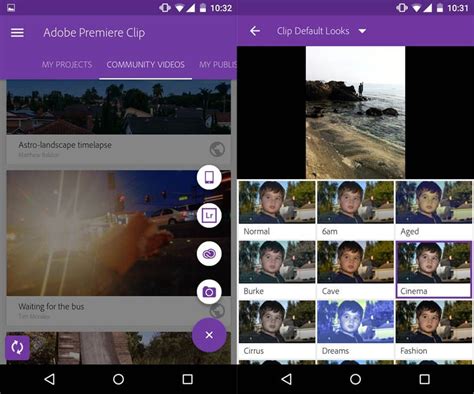 يتميز برنامج أدوبي برايمر كليب adobe premiere clip بالتالي: Adobe Premiere Clip disponible en Android