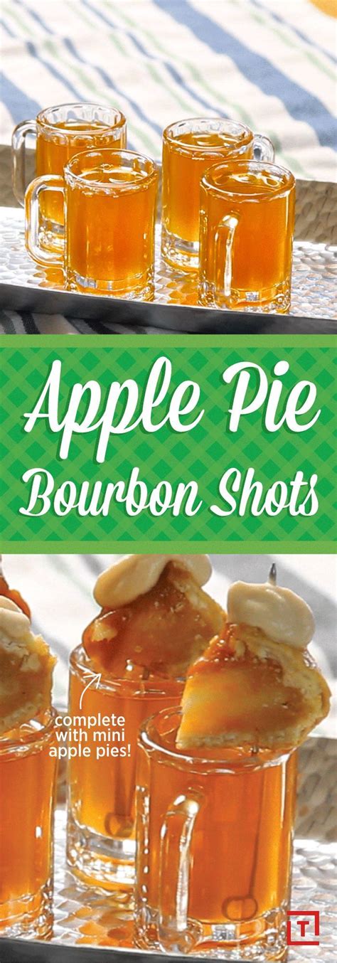 The hot apple pie shot is an everclear based drink that takes a little longer to make, but is well worth the effort in the end. Apple Pie Bourbon Shots | Recipe | Shot recipes, Apple pie shots, Food recipes