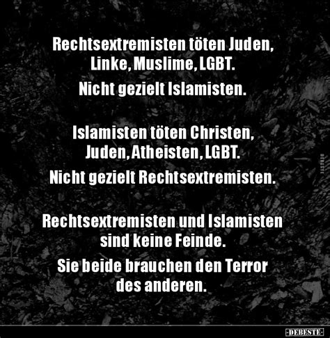 Sprüche ⭐ die besten sprüche zu allen themen & anlässen! Rechtsextremisten töten Juden, Linke, Muslime, LGBT ...