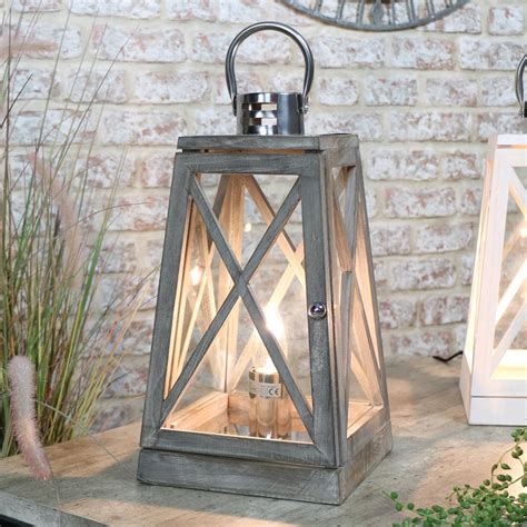 Solar lanterns hanging table lamp chinese factory antique style direct sale. Grey Wooden Lantern Style Table Lamp - Windsor Browne