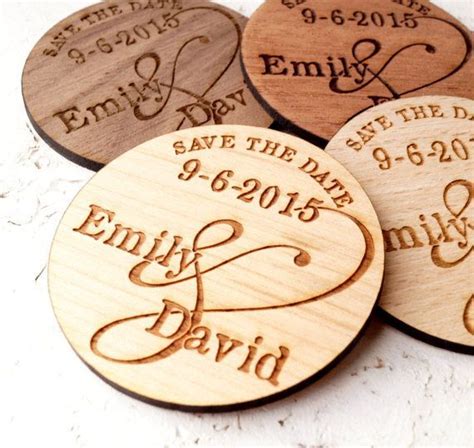 Interested in using one of our designs as a diy printable? Wooden save the date magnets, rustic wedding save the dates, custom engraved magnets, 6 WOOD ...